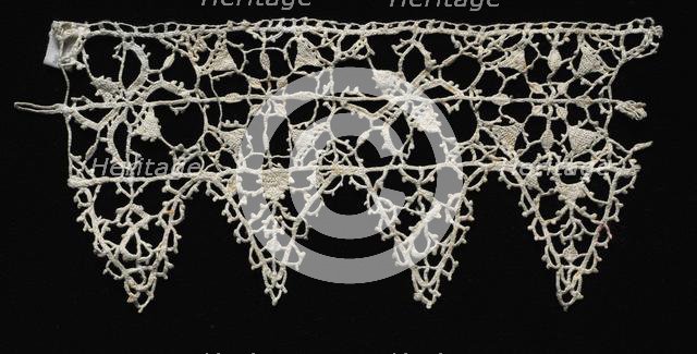 Needlepoint (Reticella) and Bobbin Lace Insertion and Edging, late 16th century. Creator: Unknown.