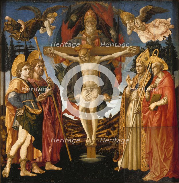 The Holy Trinity (Panel of the Pistoia Santa Trinità Altarpiece), 1455-1460. Artist: Pesellino, Francesco di Stefano (1422-1457)