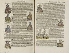 Two pages from the Liber chronicarum, 1493.  Creators: Unknown, Michael Wolgemut, Wilhelm Pleydenwurff.