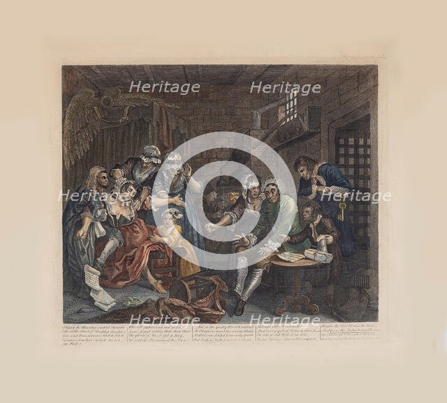 A Rake's Progress, Plate 7: The Prison Scene, ca 1735. Creator: Hogarth, William (1697-1764).