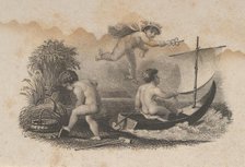 Banknote vignette with three putti symbolizing trade and agriculture, ca. 1824-37. Creator: Attributed to Asher Brown Durand.