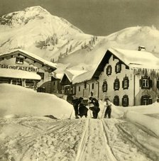 Skiers at Stuben am Arlberg, Vorarlberg, Austria, c1935. Creator: Unknown.