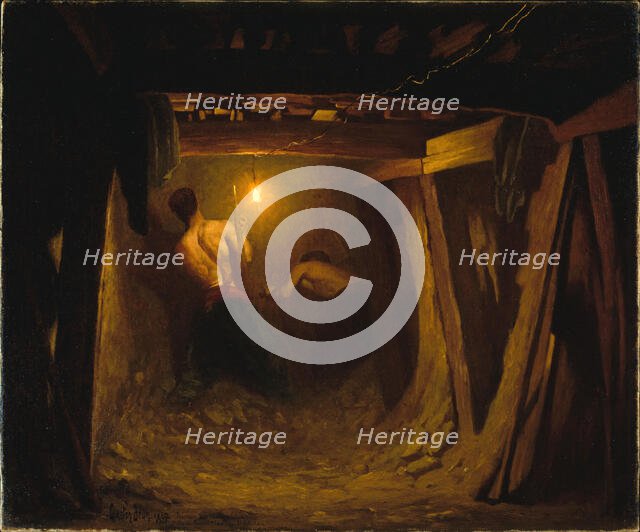 Works on metro line 1; trench under the Place de l'Etoile, between 1899 and 1902. Creator: Gaston Brun.