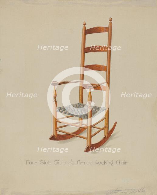 Shaker Rocking Chair, c. 1936. Creator: Victor F. Muollo.