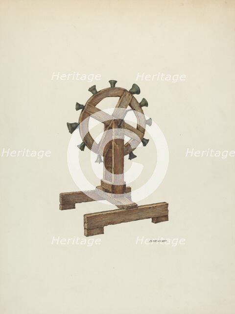 Altar Chimes on Wheel, c. 1941. Creator: William Kieckhofel.