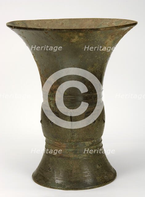 Ritual wine container (zun) with taotie and dragons, Late Shang dynasty, ca. 1100-1050 BCE. Creator: Unknown.