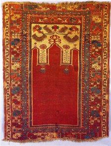 Prayer Rug with Triple Arch Design, Turkey, probably late 18th century. Creator: Unknown.