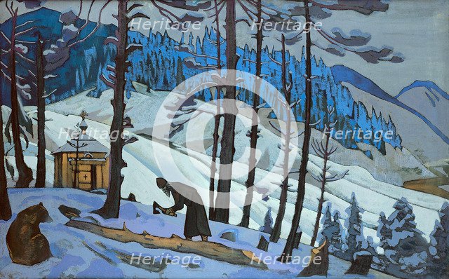 Saint Sergius the Builder, 1925. Artist: Roerich, Nicholas (1874-1947)