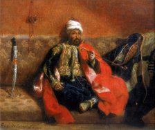 'Turk Sitting Smoking on a Couch', 19th century. Artist: Eugène Delacroix