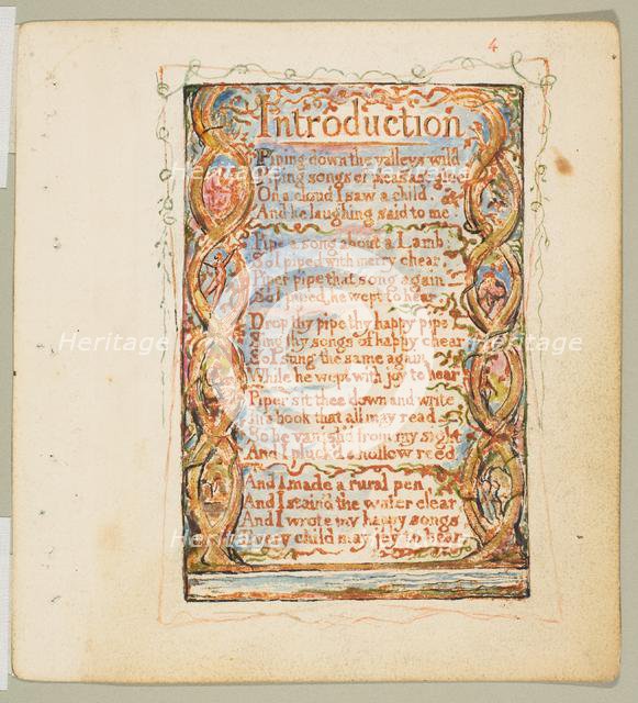 Songs of Innocence: Introduction, ca. 1825. Creator: William Blake.
