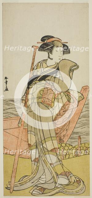 The Actor Onoe Matsusuke I as Akoya in the Play Edo Meisho Midori Soga, Performed..., Japan, c.1779. Creator: Shunsho.