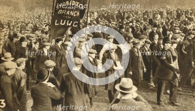 Marchers from Shoreditch, Means Test protests, Hyde Park, London, 1932, (1933) Creator: Unknown.