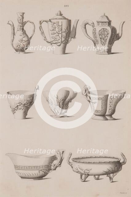 Plate XVI, Designs of Buildings, Furniture, Clothes, Machinery, and Implements of the Chinese, 1757. Creator: William Chambers.