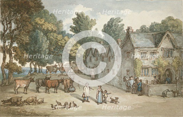 A Farmhouse at Hengar, Cornwall, 1803. Artist: Thomas Rowlandson.