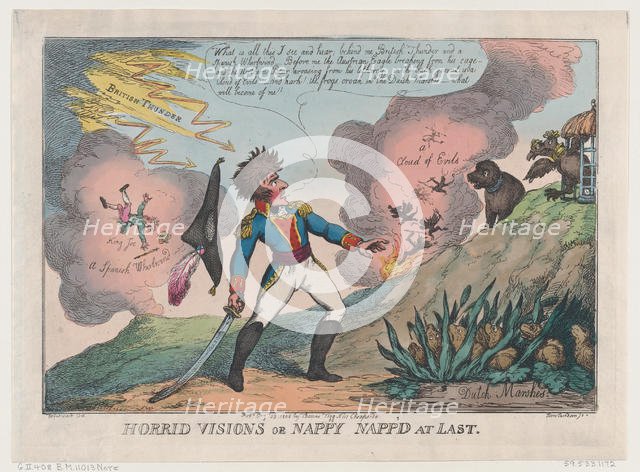 Horrid Visions of Nappy Napp'd at Last, August 23, 1808., August 23, 1808. Creator: Thomas Rowlandson.