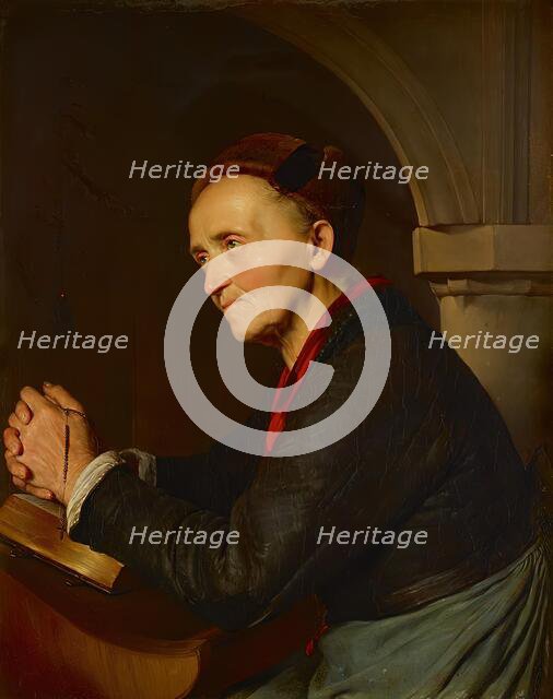 Praying peasant woman, 1845. Creator: Franz Eybl.