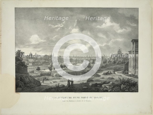 Over the Yauza River in Moscow, c. 1830. Artist: Cadolle, Auguste Jean Baptiste Antoine (1782-1849)