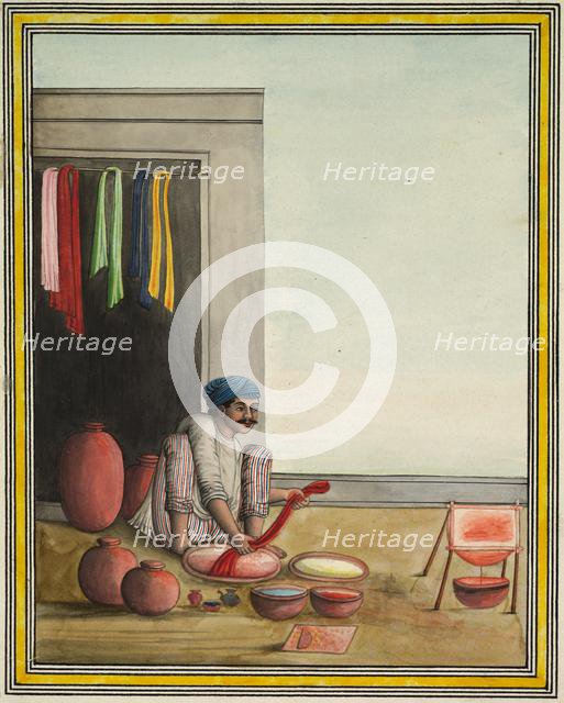 Man Dyeing Cloth, early 1830's. Creator: Unknown.