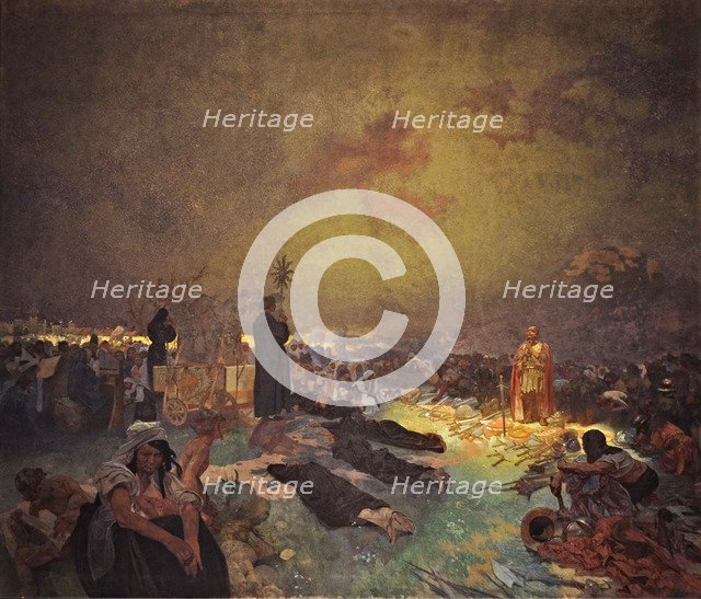 After the Battle of Vítkov Hill (The cycle The Slav Epic). Artist: Mucha, Alfons Marie (1860-1939)