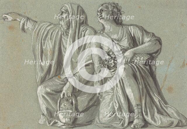 Two Kneeling Figures with Offerings. Creator: Unknown.