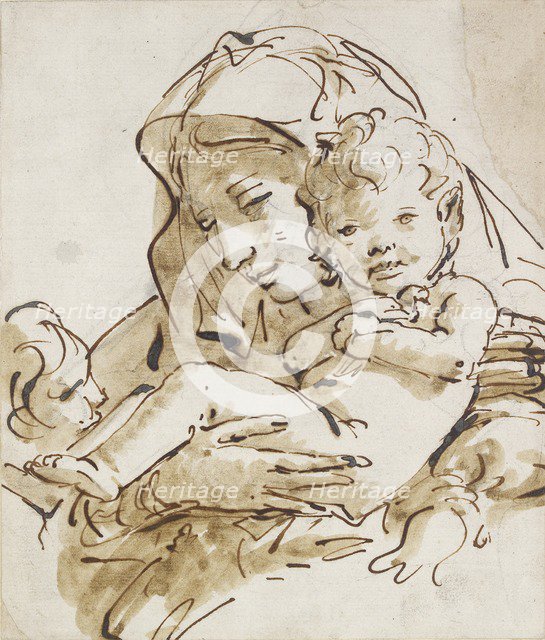 The Virgin and Child with the Infant St John, c1770. Artists: Giovanni Battista Tiepolo, St John the Evangelist.
