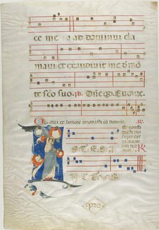 Nimbed Saint in a Historiated Initial "I" from an Antiphonary, 1310/15. Creator: Neri da Rimini.