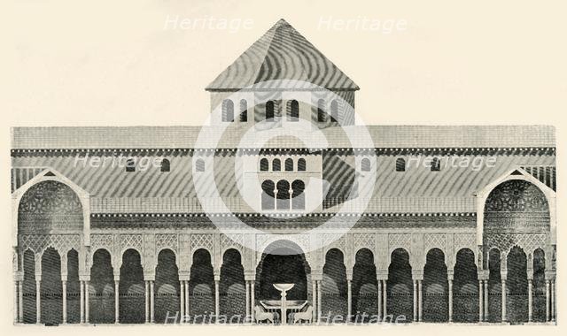 'Side Elevation of the Court of the Lions and Fountain', 19th century, (1907). Creator: Unknown.
