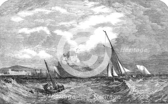 "Mont Orgueil Castle, Jersey" - painted by J. Wilson, Jun, 1854. Creator: Unknown.