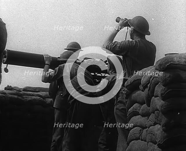 British Soldiers Operating Anti-Aircraft Guns, 1940. Creator: British Pathe Ltd.
