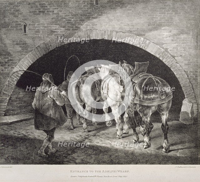 Entrance to the Adelphi Wharf, 1821. Creators: Charles Joseph Hullmandel, Theodore Gericault.