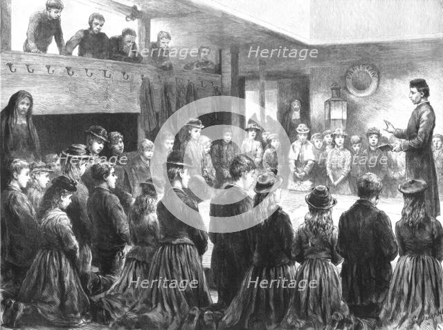 ''The Catholic Emigration Mission - Service on board a ship bound for Montreal', 1890. Creator: G Durand.