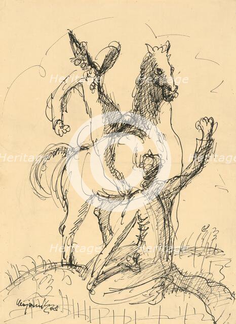 Two clowns with a horse, 1938. Creator: Cyprian Majernik.