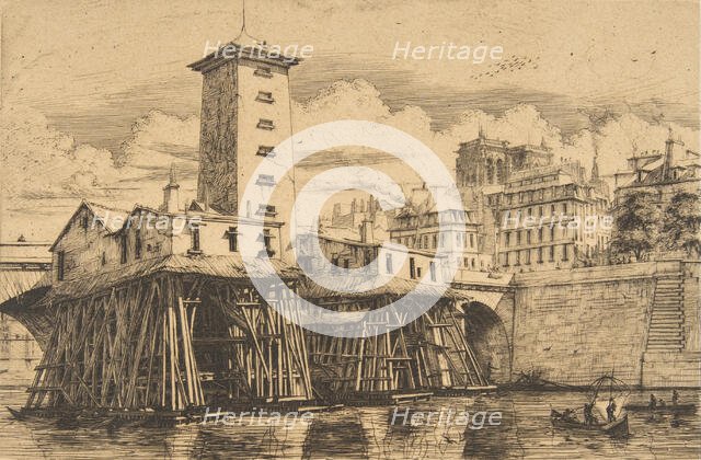 The Nôtre-Dame Pump, Paris, 1852. Creator: Charles Meryon.