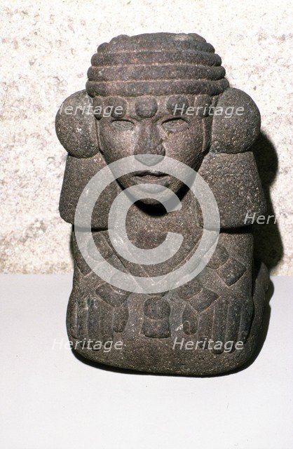 Aztec stone head of Rain God Tlaloc, 1300-1521. Artist: Unknown.