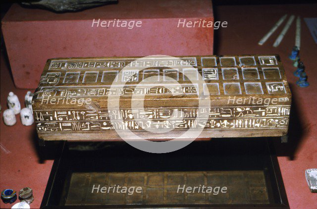 Wooden box for the game of Senet,  Egyptian, c1300 BC.  Artist: Unknown.