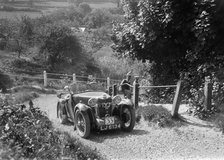 1932 MG J1 taking part in a West Hants Light Car Club Trial, Ibberton Hill, Dorset, 1930s. Artist: Bill Brunell.