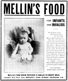 Advertisement for Mellin's Food for Infants & Invalids, 1898. Creator: Unknown.