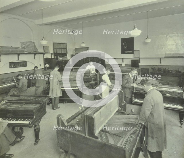 Piano repairing class, Northern Polytechnic, London, 1930.  Artist: Unknown.