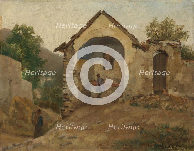 Village scene, probably 1880s. Creator: Johanne Mathilde Dietrichson.