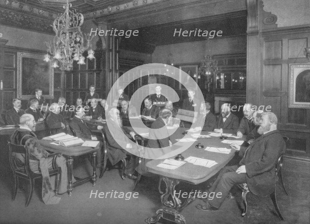 Court of the Cutlers' Company: examining the work of their apprentices, London, 1902 (1903). Artist: Unknown.