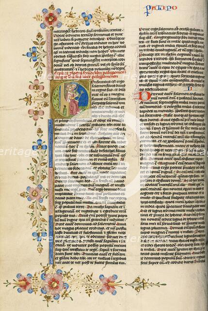 Initial C: Solomon with a Swordbearer; Bible, about 1450. Creator: Circle of Stefan Lochner.
