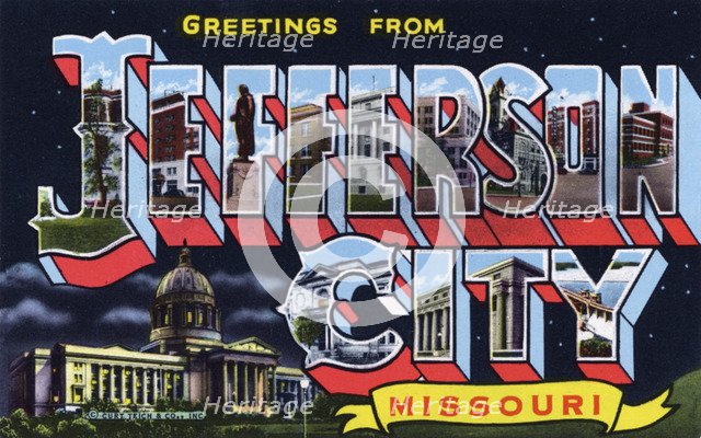 'Greetings from Jefferson City, Missouri', postcard, 1944. Artist: Unknown