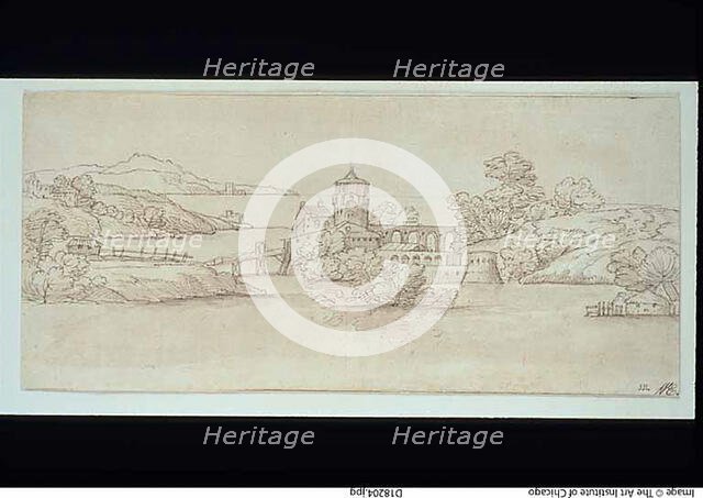 Landscape with Castle, n.d. Creators: Unknown, Giovanni Francesco Grimaldi.