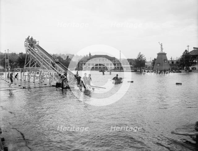 Chester Park, toboggan slide on the lake, Cincinnati, Ohio, c.between 1900 and 1910. Creator: Unknown.