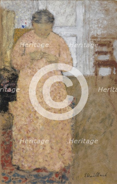 Woman in Pink Dress, um 1900-1904. Artist: Vuillard, Édouard (1868-1940)