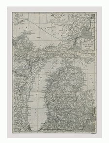 Map of Michigan, USA, c1900. Creator: Emery Walker Ltd.