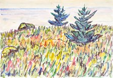 Watercolor no. 35, Field with Two Pine Trees, 1937. Creator: Allen Tucker.