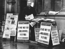 The Jewish Chronicle on sale outside Westminster Cathedral, London, 1966. Artist: EH Emanuel