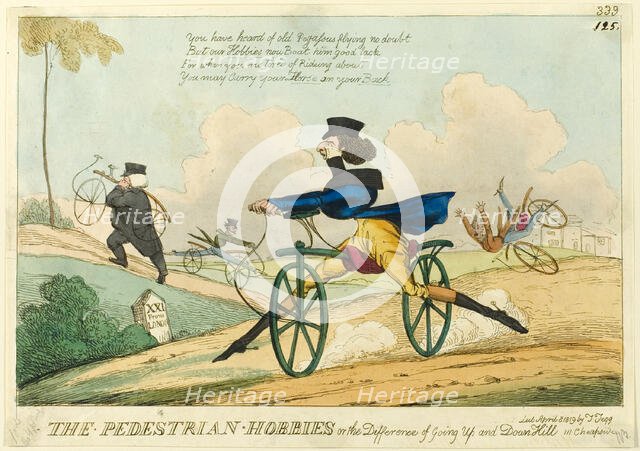 The Pedestrian Hobbies, or the Difference of Going Up and Down Hill, published April 8, 1819. Creator: William Heath.