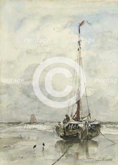 Fishing boat on the beach, 1847-1899. Creator: Jacob Henricus Maris.